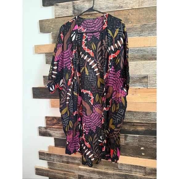 Gudrun Sjödén women's cotton kimono duster multicolor floral pattern size S/M - Picture 1 of 8